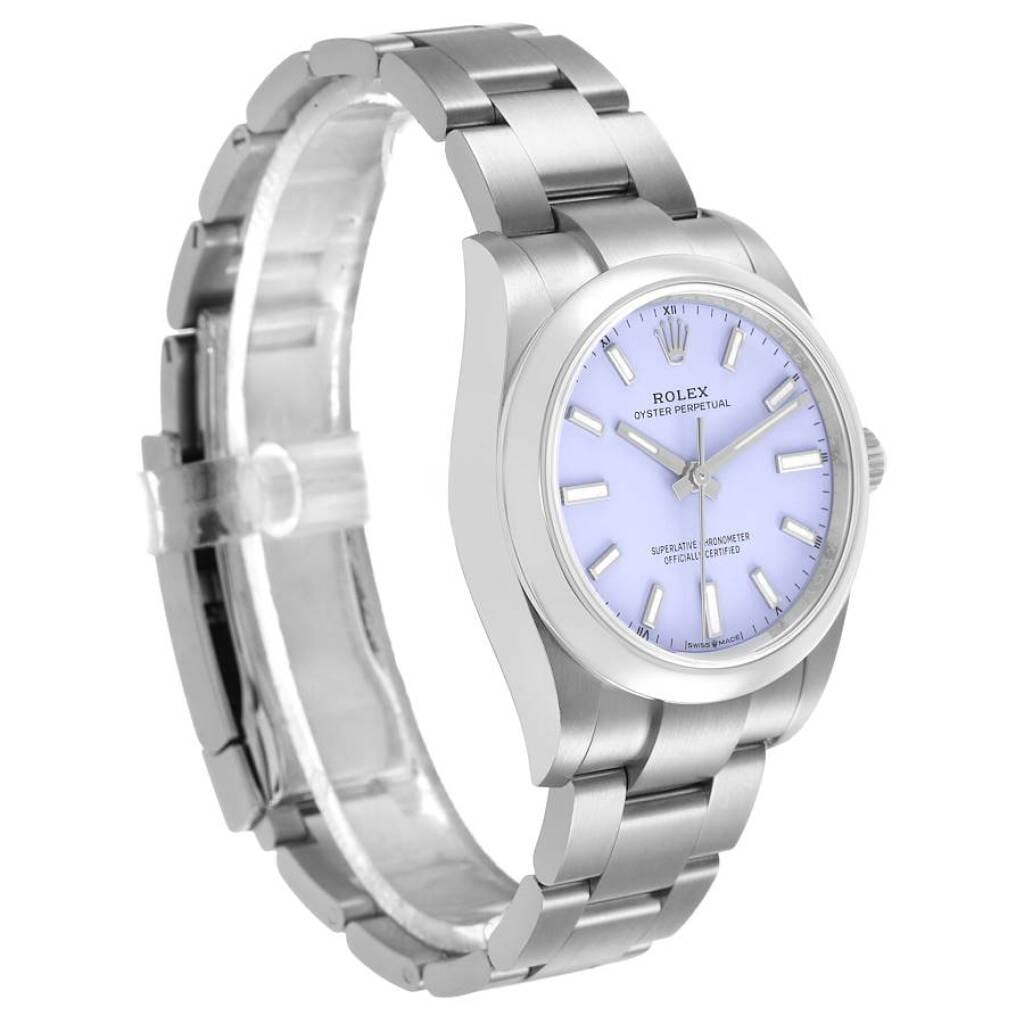 Oyster Perpetual Lavender Dial (Reference 124200). A 34mm unworn stainless steel automatic wristwatch. 2026