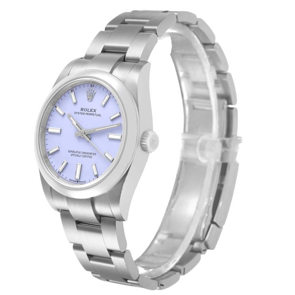 Oyster Perpetual Lavender Dial (Reference 124200). A 34mm unworn stainless steel automatic wristwatch. 2026