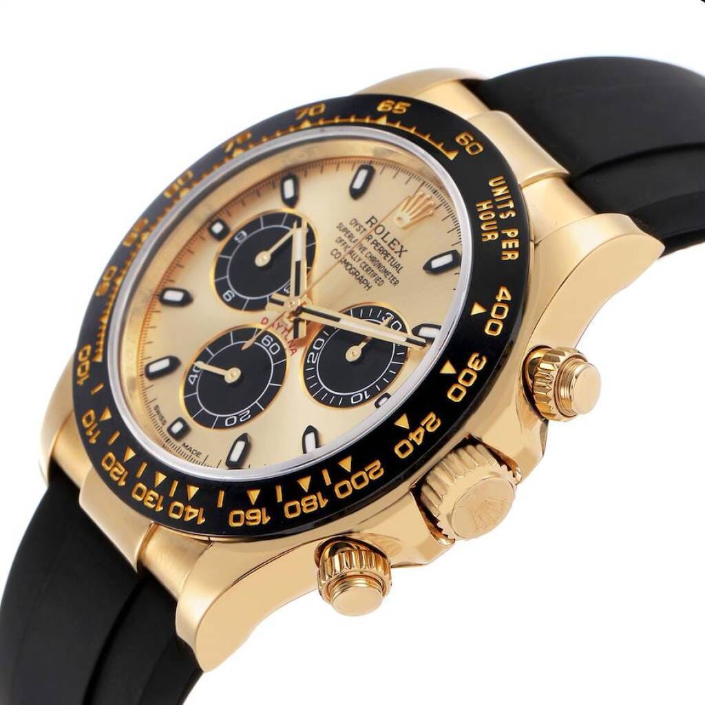 Cosmograph Daytona 'Pikachu' (Reference 116518LN). A 40mm yellow gold automatic wristwatch with chronograph. 2019