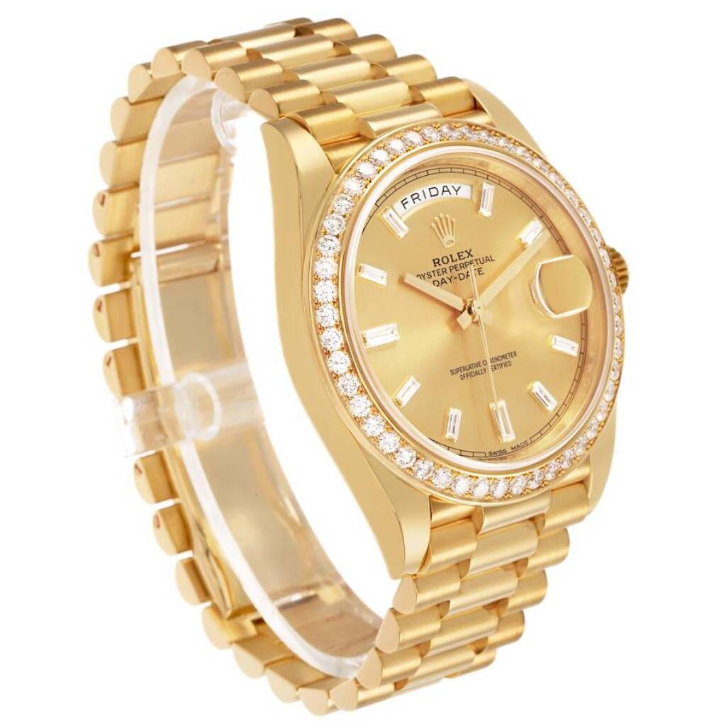 President Day-Date (Reference 228348RBR). A 40mm yellow gold diamond-set automatic wristwatch with date and day. 2018