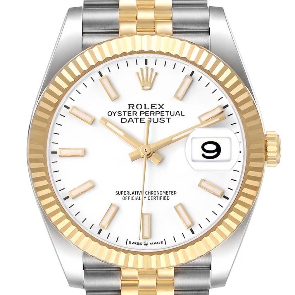 Datejust (Reference 126233). A 36mm yellow gold stainless steel automatic wristwatch with date. 2019