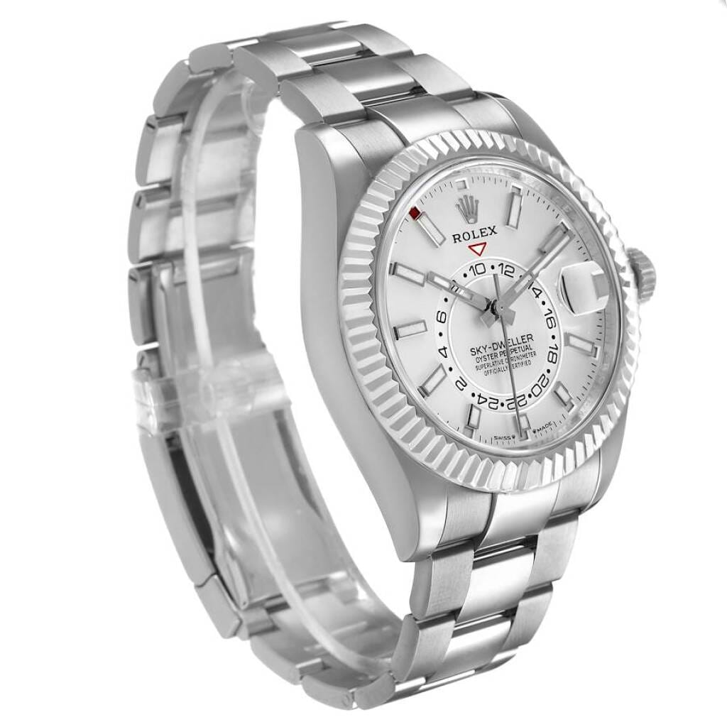 Sky-Dweller (Reference 336934). A 42mm white gold stainless steel automatic wristwatch with date and dual time.