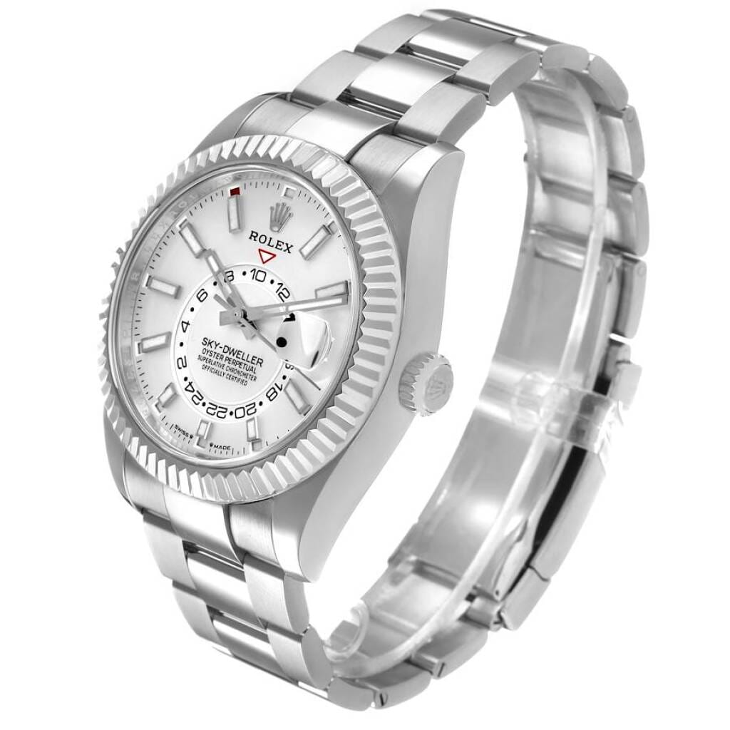 Sky-Dweller (Reference 336934). A 42mm white gold stainless steel automatic wristwatch with date and dual time.