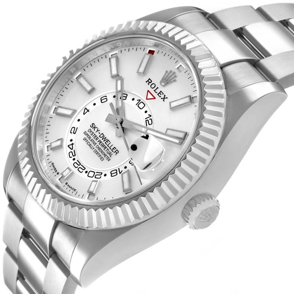 Sky-Dweller (Reference 336934). A 42mm white gold stainless steel automatic wristwatch with date and dual time.