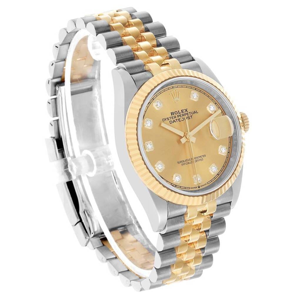 Datejust (Reference 126233). A 36mm yellow gold stainless steel diamond-set automatic wristwatch with date. 2018