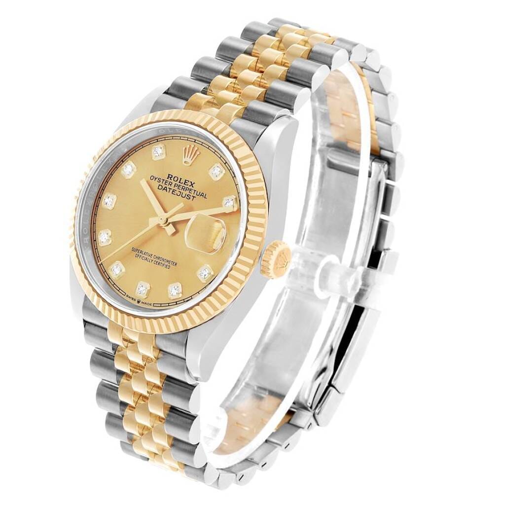 Datejust (Reference 126233). A 36mm yellow gold stainless steel diamond-set automatic wristwatch with date. 2018
