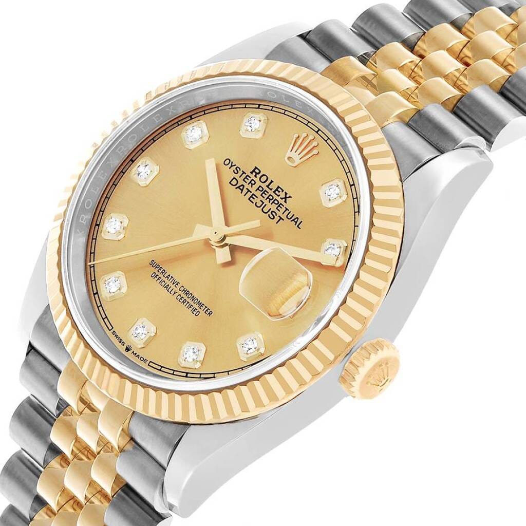 Datejust (Reference 126233). A 36mm yellow gold stainless steel diamond-set automatic wristwatch with date. 2018
