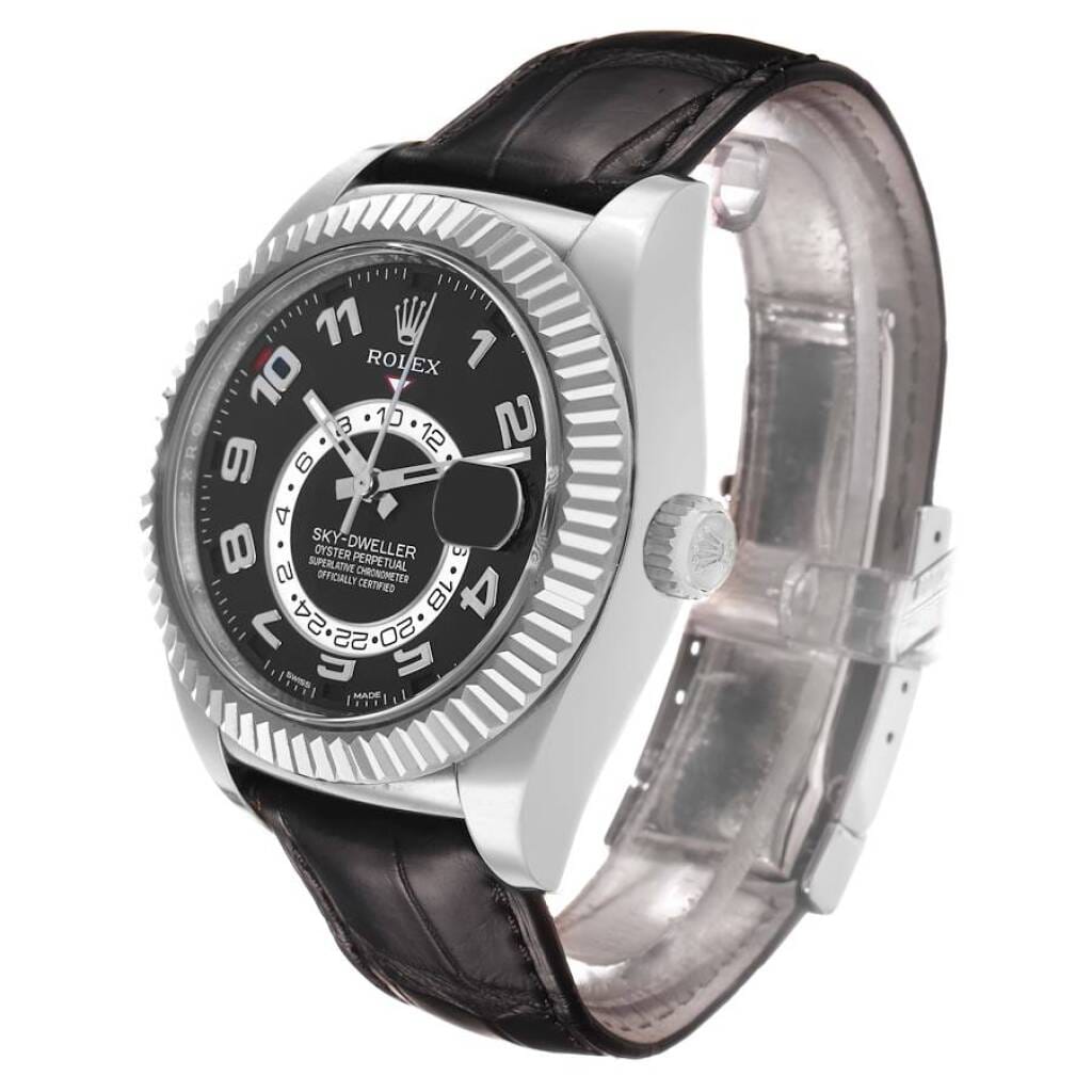 Sky-Dweller (Reference 326139). A 42mm white gold automatic wristwatch with date and dual time. 2017