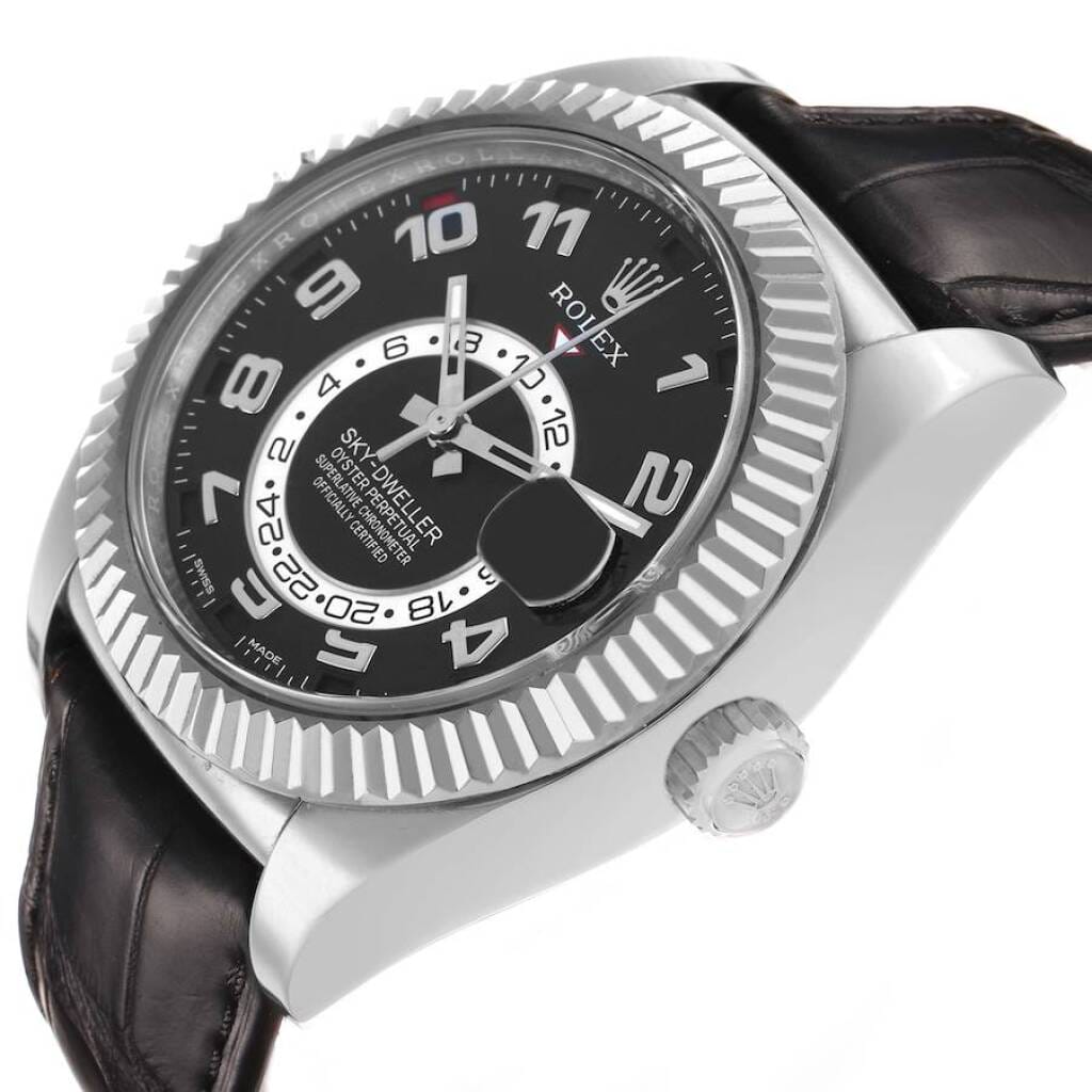 Sky-Dweller (Reference 326139). A 42mm white gold automatic wristwatch with date and dual time. 2017