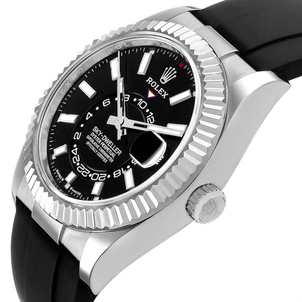 Sky-Dweller (Reference 336239). A 42mm white gold automatic wristwatch with date and dual time. 2023