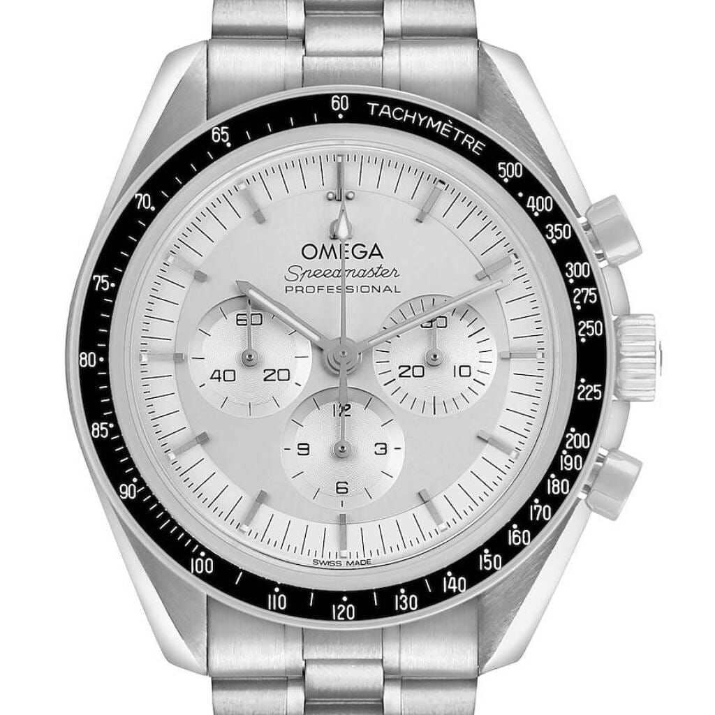 Speedmaster (Reference 310.60.42.50.02.001). A 42mm white gold manual wind wristwatch with chronograph. 2021