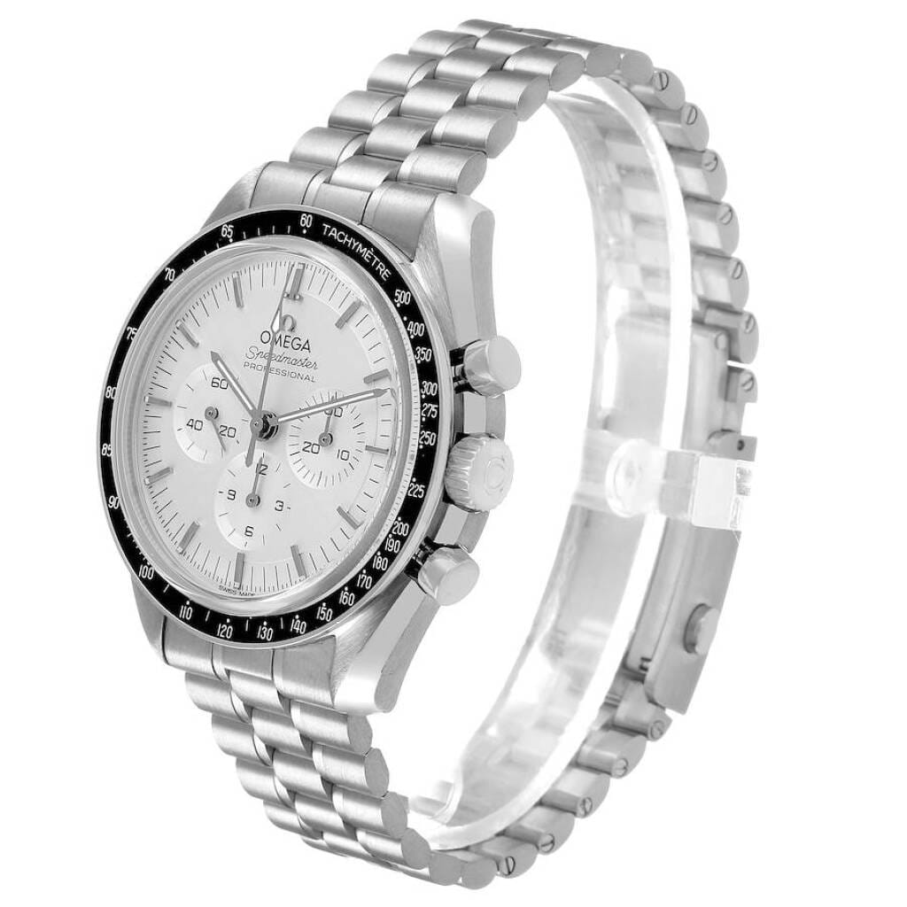 Speedmaster (Reference 310.60.42.50.02.001). A 42mm white gold manual wind wristwatch with chronograph. 2021