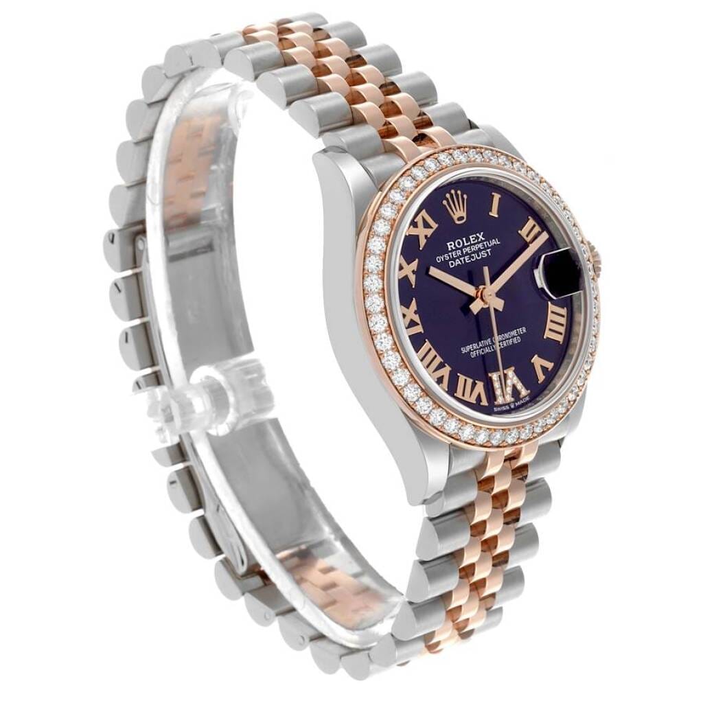 Datejust (Reference 278381). A 31mm rose gold stainless steel diamond set automatic wristwatch with date.