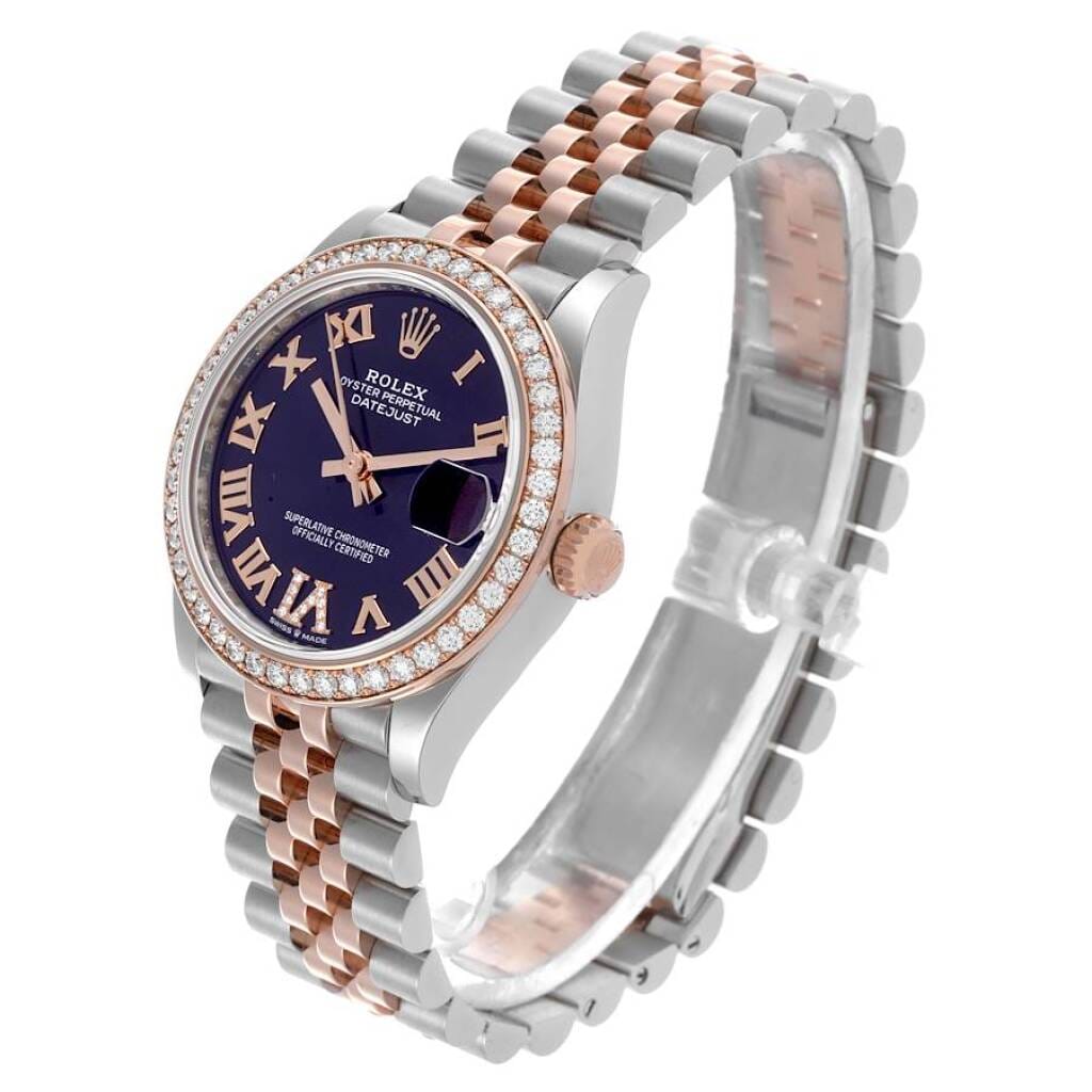 Datejust (Reference 278381). A 31mm rose gold stainless steel diamond set automatic wristwatch with date.