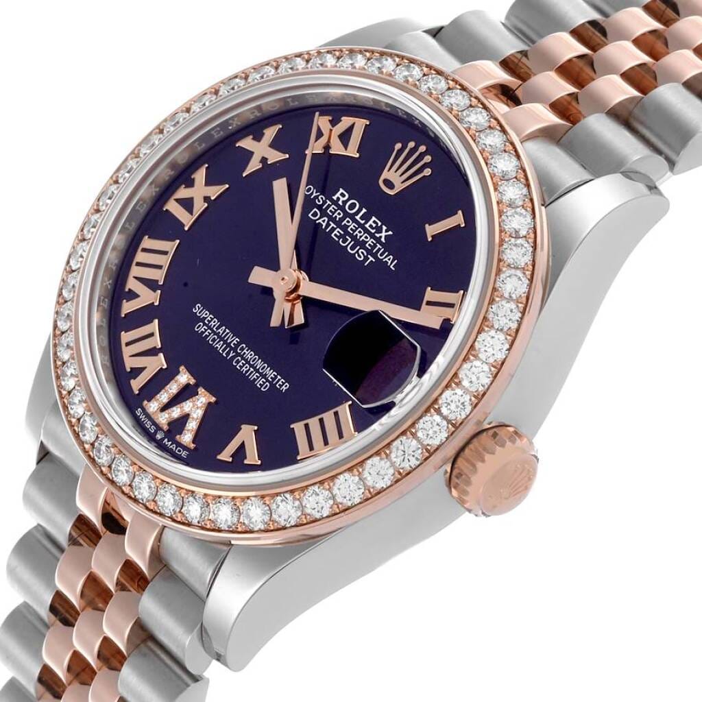 Datejust (Reference 278381). A 31mm rose gold stainless steel diamond set automatic wristwatch with date.
