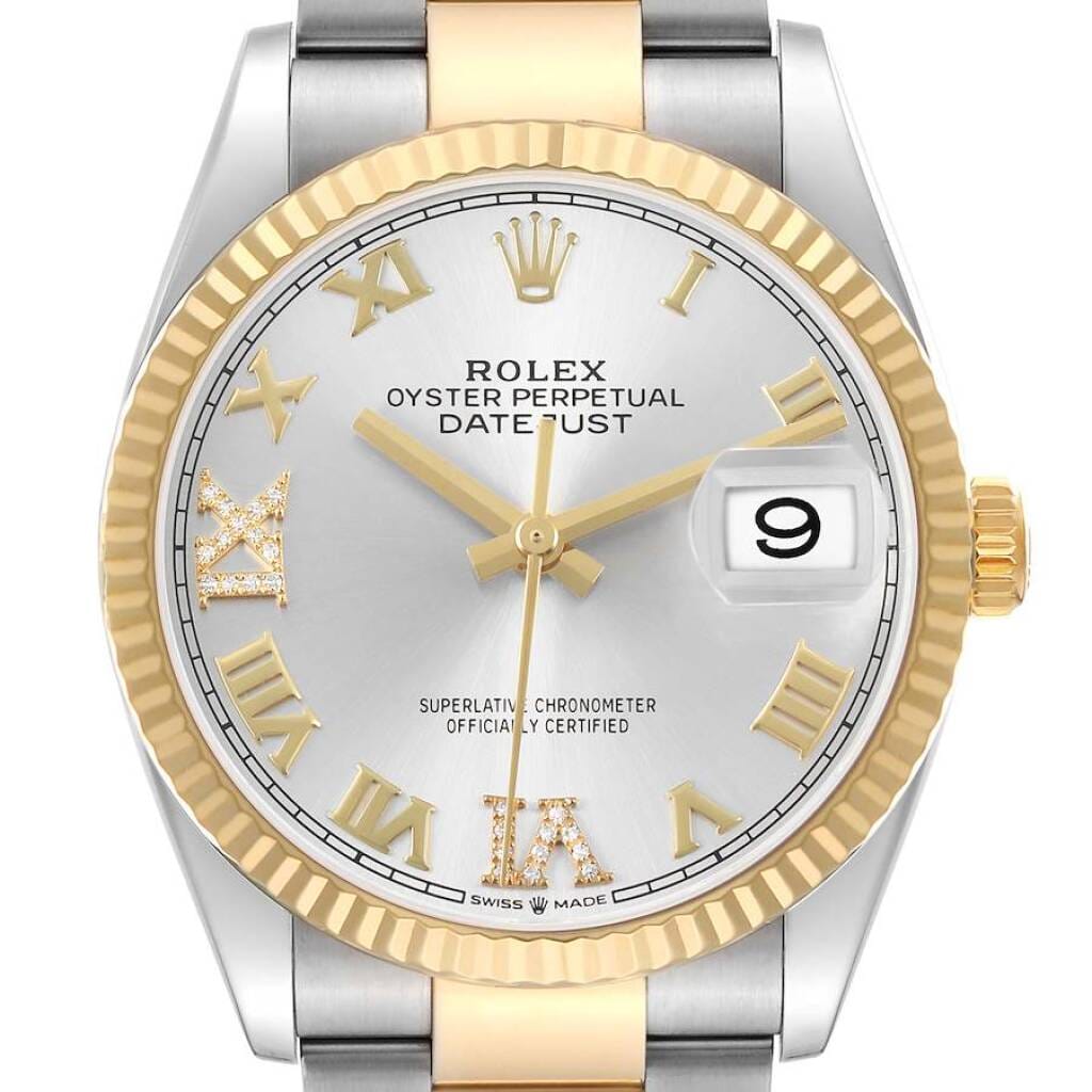 Datejust (Reference 126233). A 36mm yellow gold stainless steel diamond-set automatic wristwatch with date. 2020
