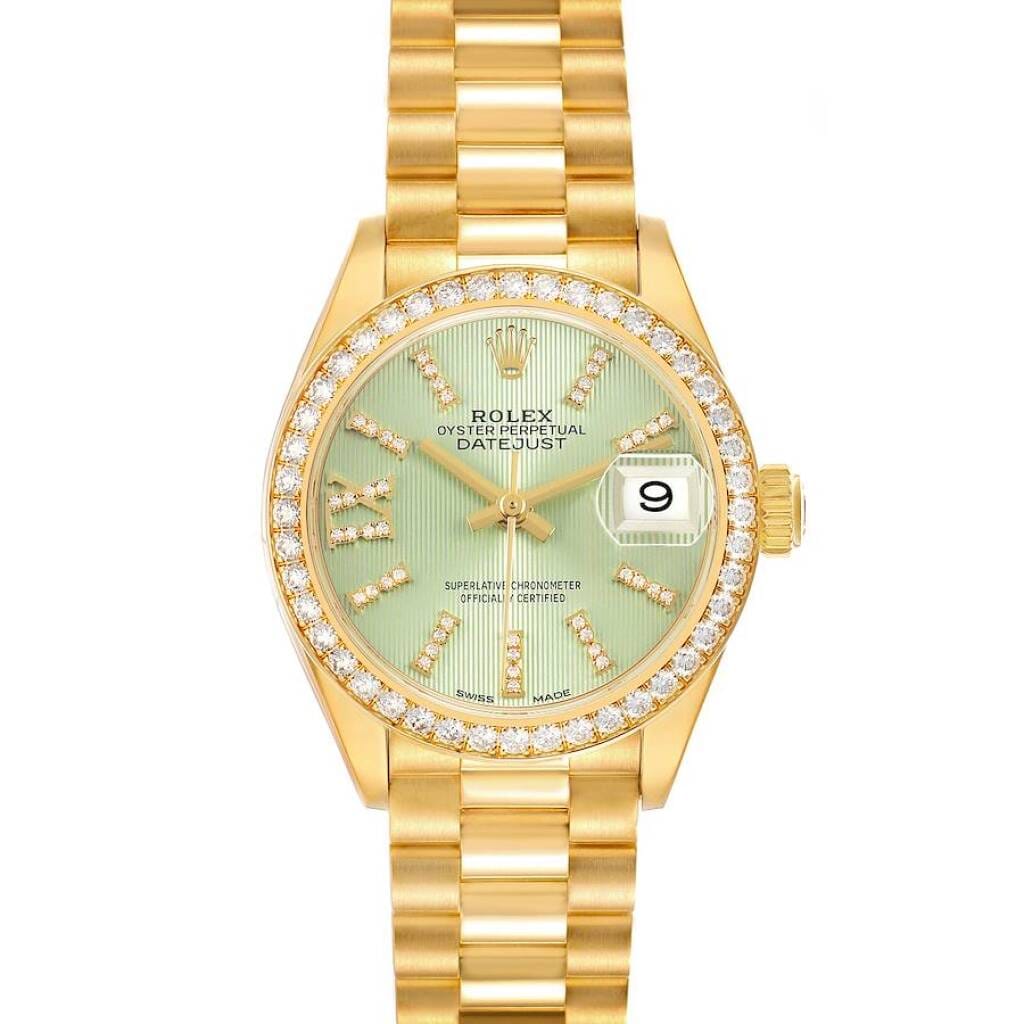 President Datejust (Reference 279138RBR). A 28mm yellow gold diamond-set automatic wristwatch with date. 2019