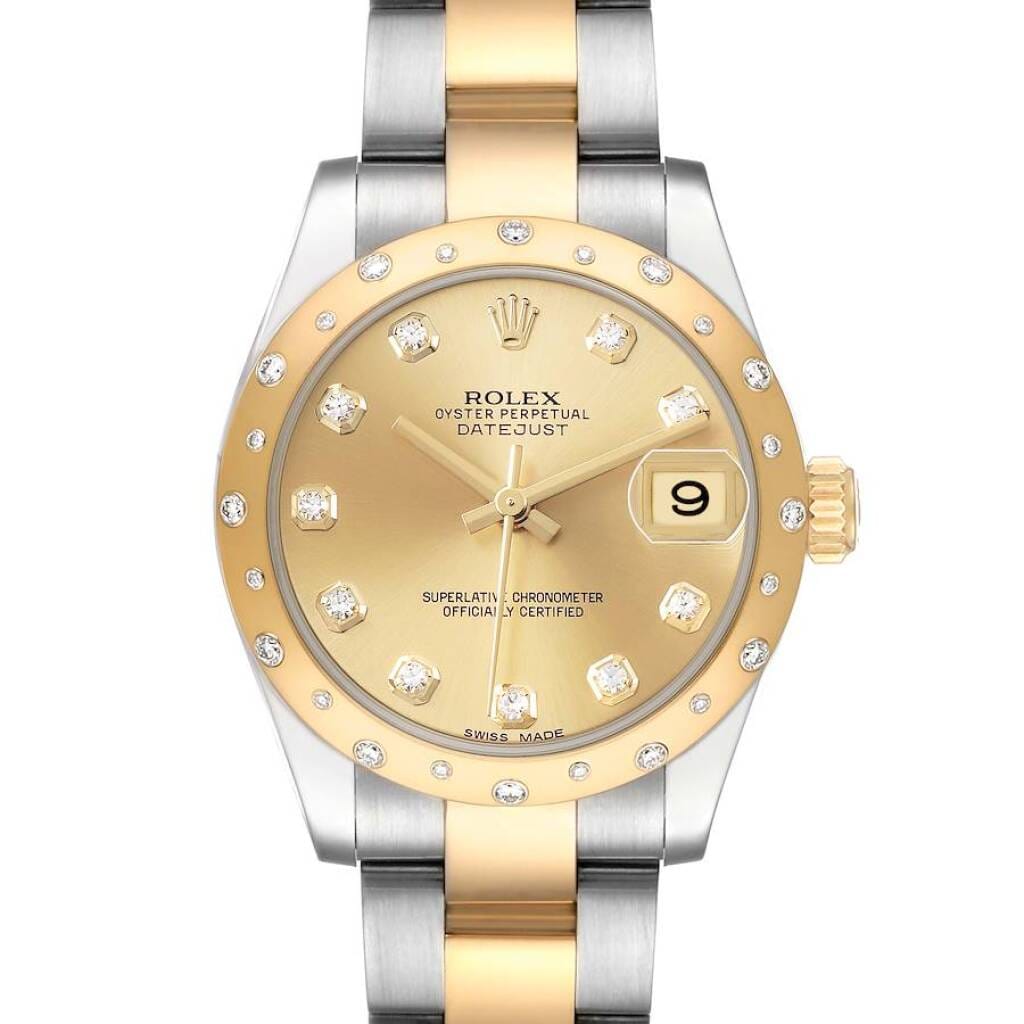 Datejust (Reference 178343). A 31mm yellow gold stainless steel diamond-set automatic wristwatch with date. 2018
