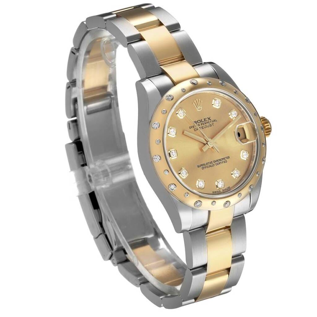 Datejust (Reference 178343). A 31mm yellow gold stainless steel diamond-set automatic wristwatch with date. 2018