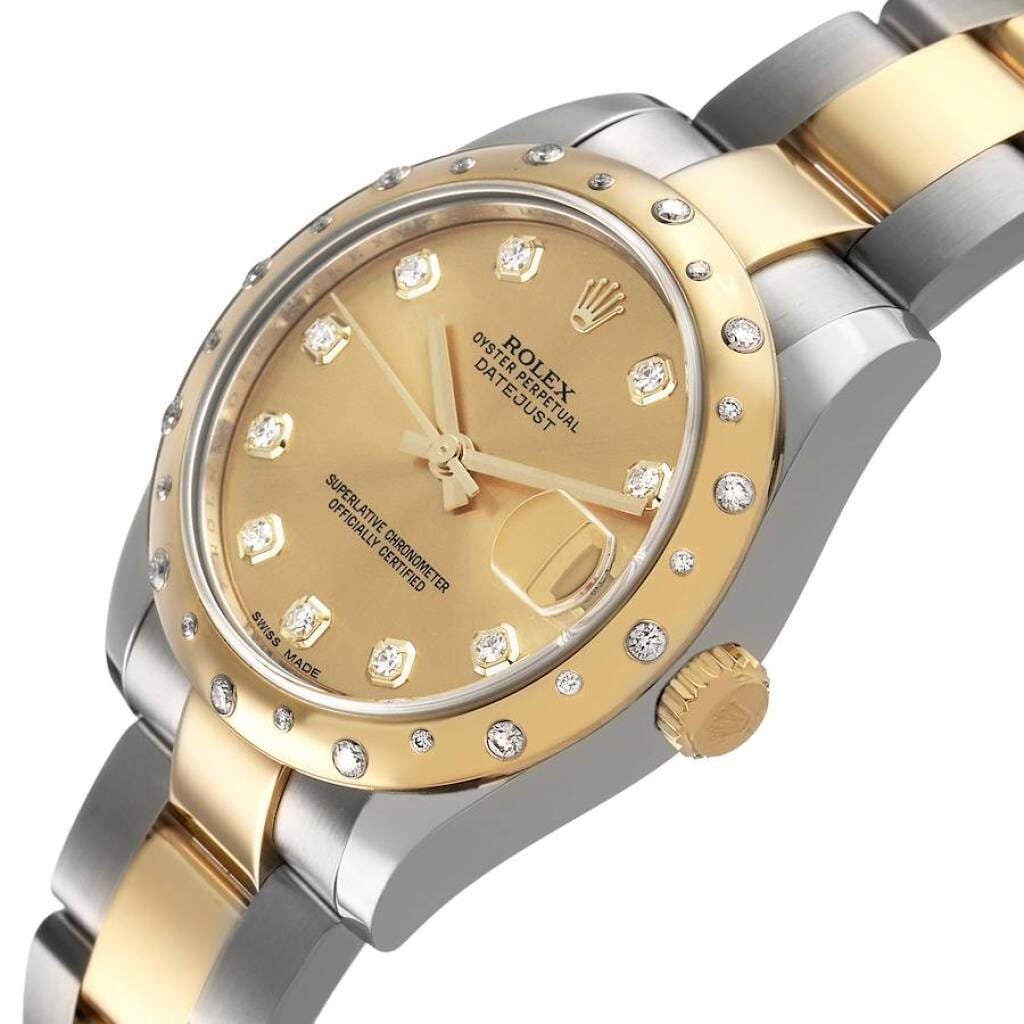 Datejust (Reference 178343). A 31mm yellow gold stainless steel diamond-set automatic wristwatch with date. 2018