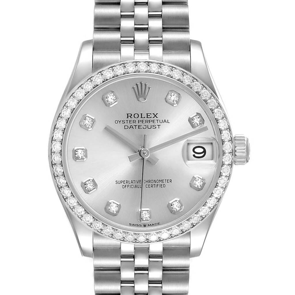 Datejust (Reference 278384RBR). A 31mm white gold stainless steel diamond-set automatic wristwatch with date. 2022