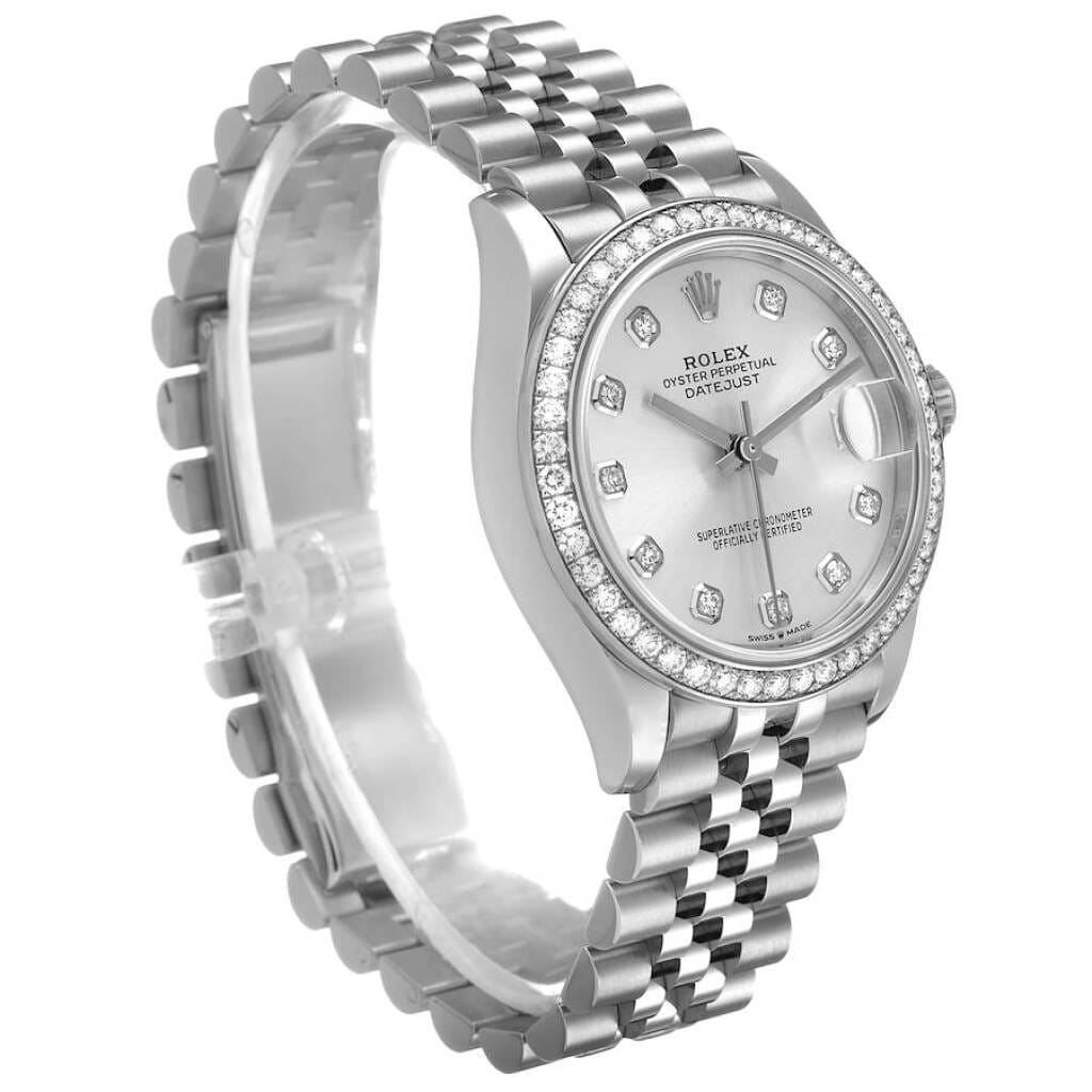 Datejust (Reference 278384RBR). A 31mm white gold stainless steel diamond-set automatic wristwatch with date. 2022