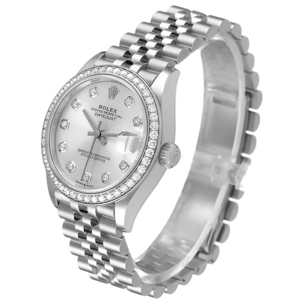 Datejust (Reference 278384RBR). A 31mm white gold stainless steel diamond-set automatic wristwatch with date. 2022