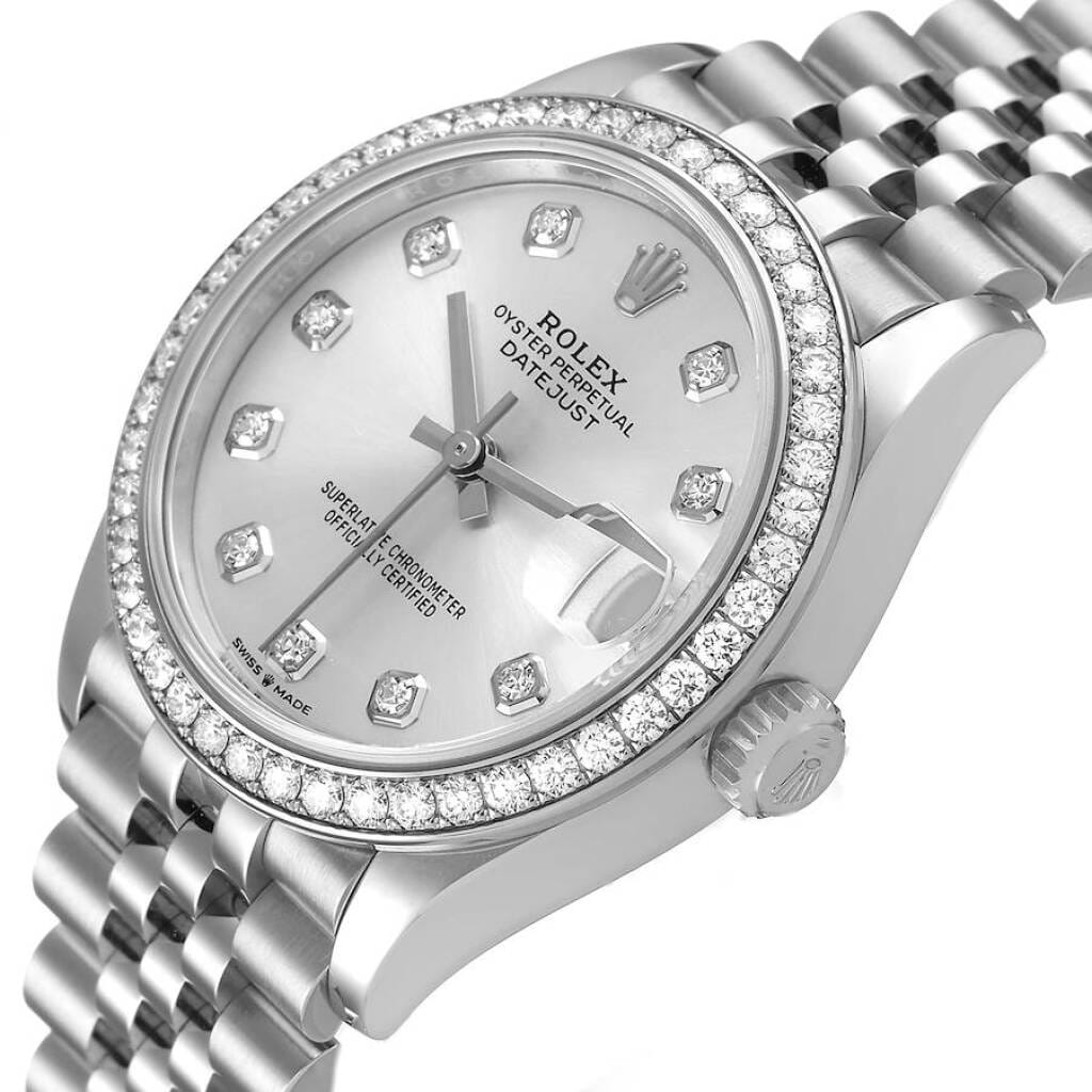 Datejust (Reference 278384RBR). A 31mm white gold stainless steel diamond-set automatic wristwatch with date. 2022