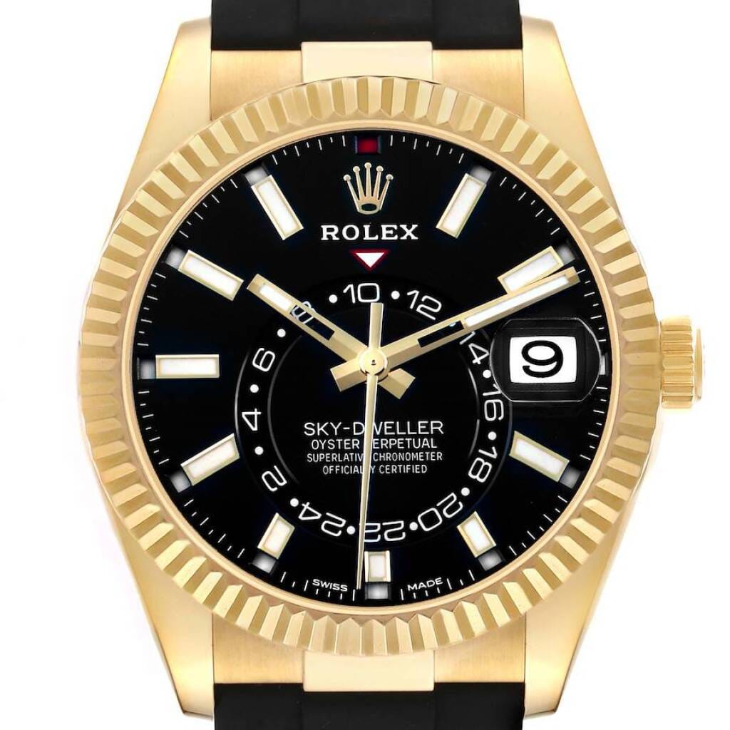 Sky-Dweller (Reference 326238). A 42mm yellow gold automatic wristwatch with date and dual time. 2021