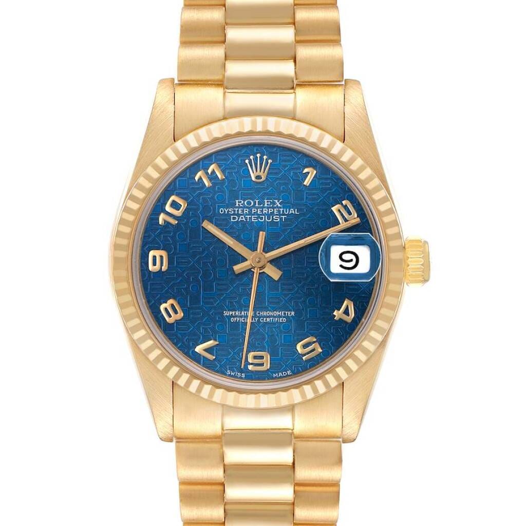 President Datejust (Reference 68278). A 31mm yellow gold automatic wristwatch with date. 1989-1990