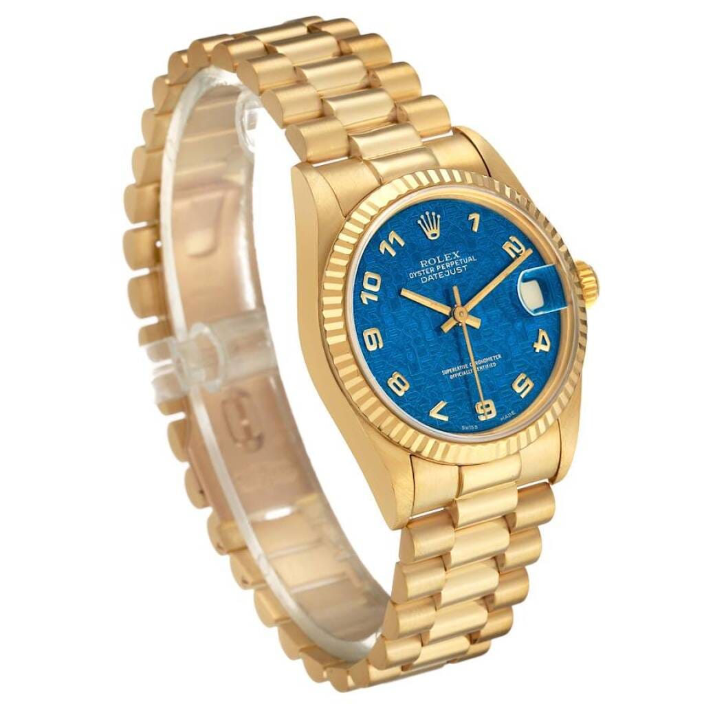 President Datejust (Reference 68278). A 31mm yellow gold automatic wristwatch with date. 1989-1990