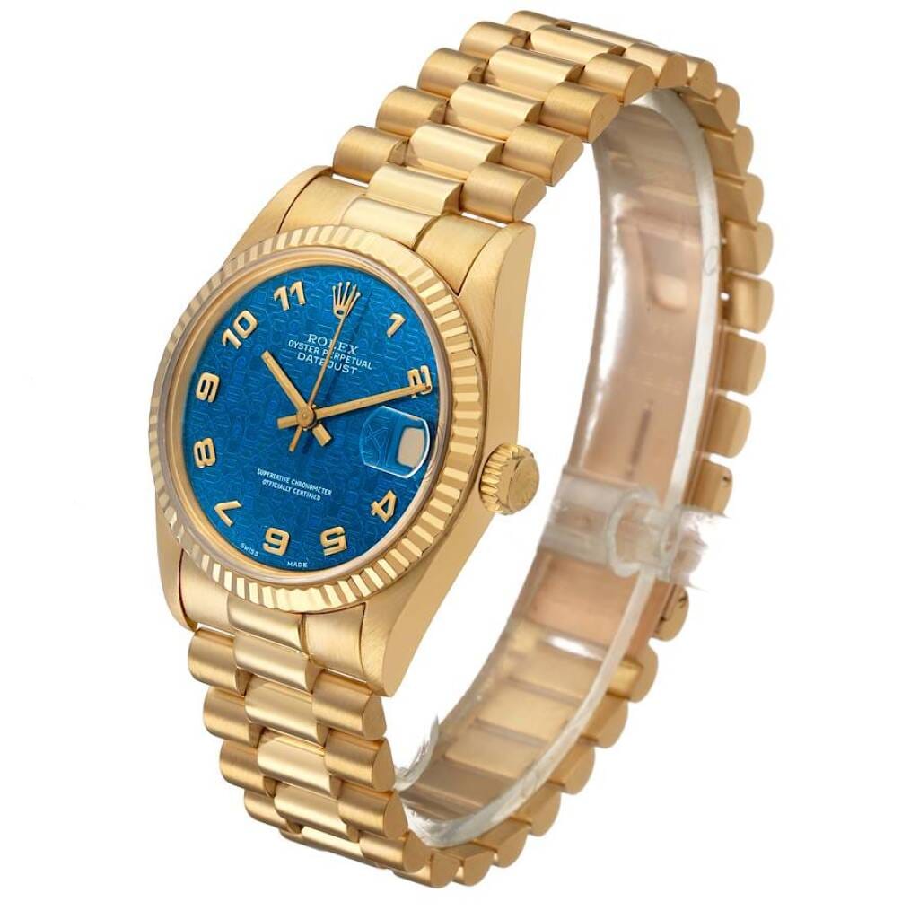 President Datejust (Reference 68278). A 31mm yellow gold automatic wristwatch with date. 1989-1990