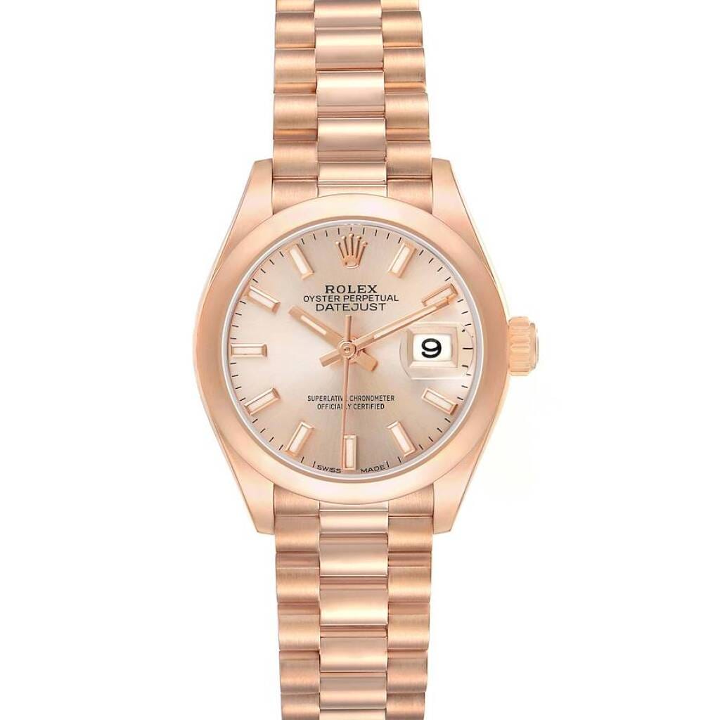 President Datejust (Reference 279165). A 28mm rose gold automatic wristwatch with date.