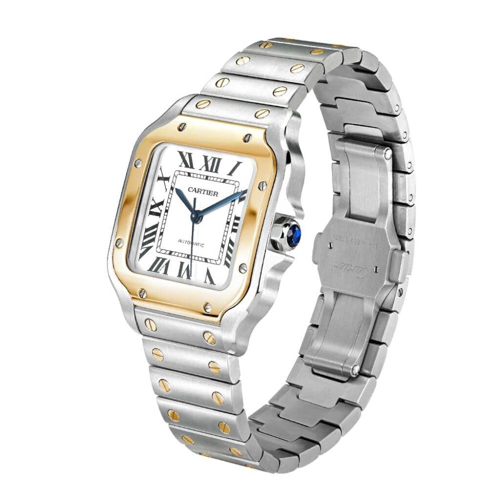 Santos de Cartier (Reference W2SA0009). A 40mm unworn yellow gold stainless automatic wristwatch with date. 2025