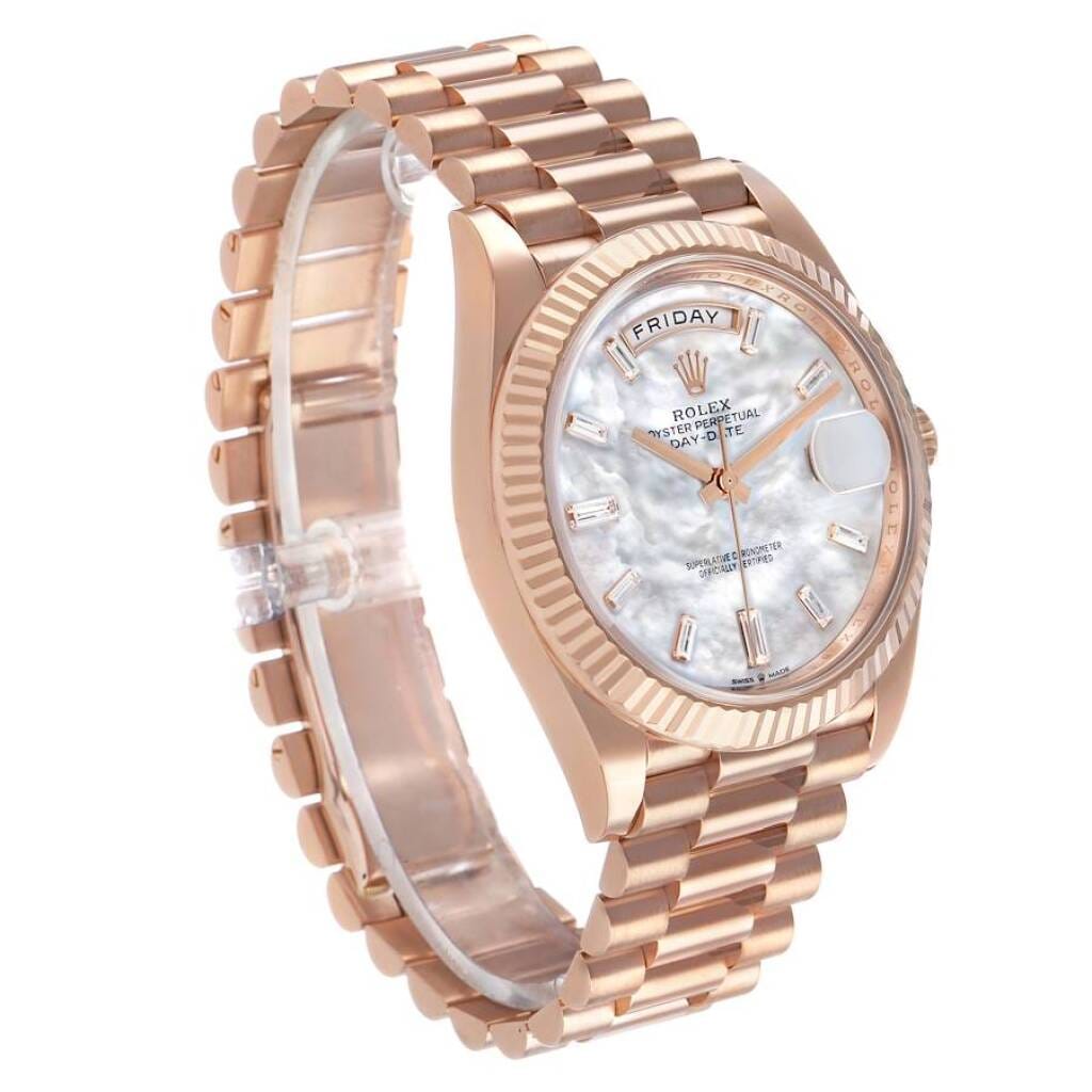President Day-Date (Reference 228235). A 40mm rose gold diamond-set automatic wristwatch with date and day. 2025