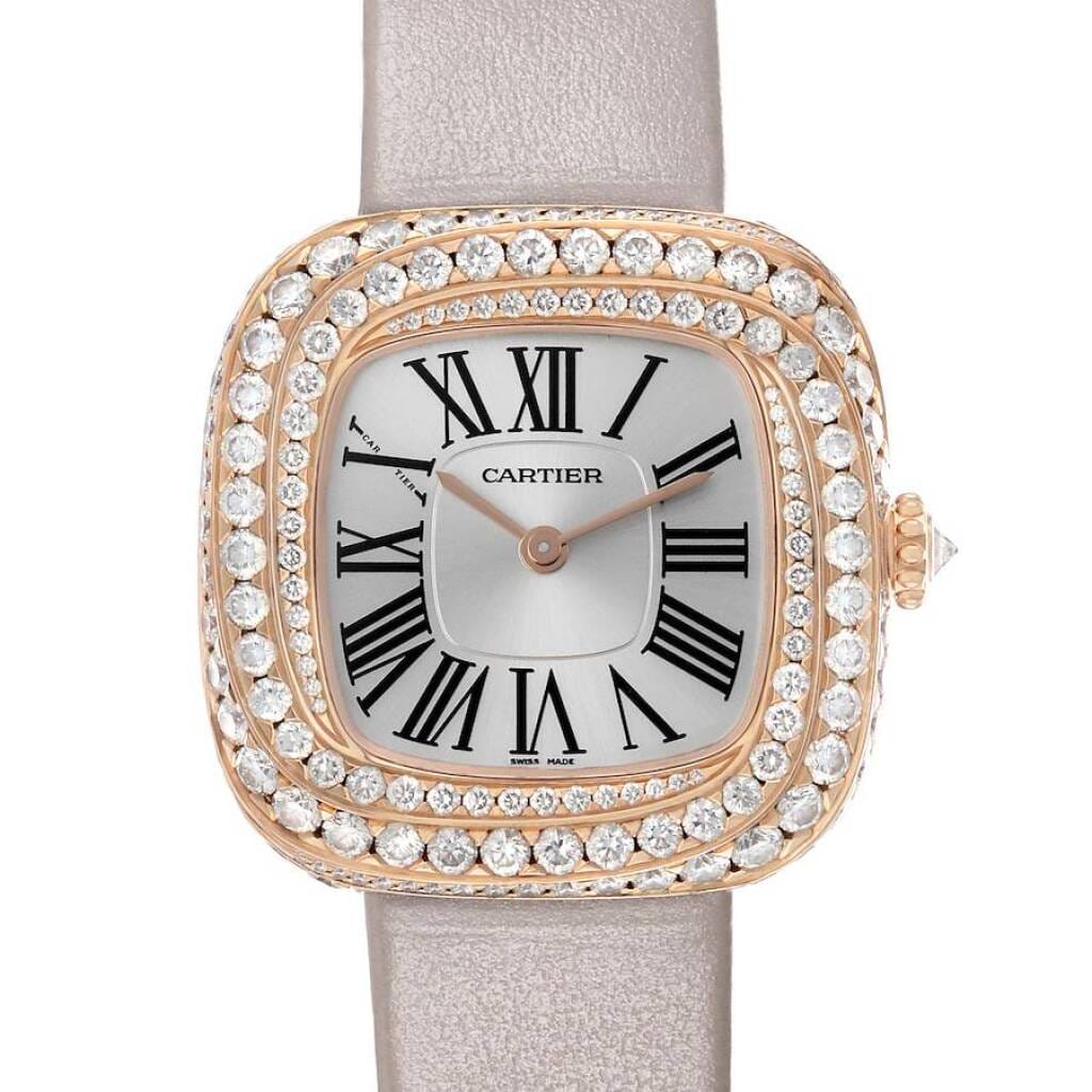 Coussin de Cartier Medium (Reference WJCS0005). A 31mm rose gold diamond-set quartz wristwatch. 2022