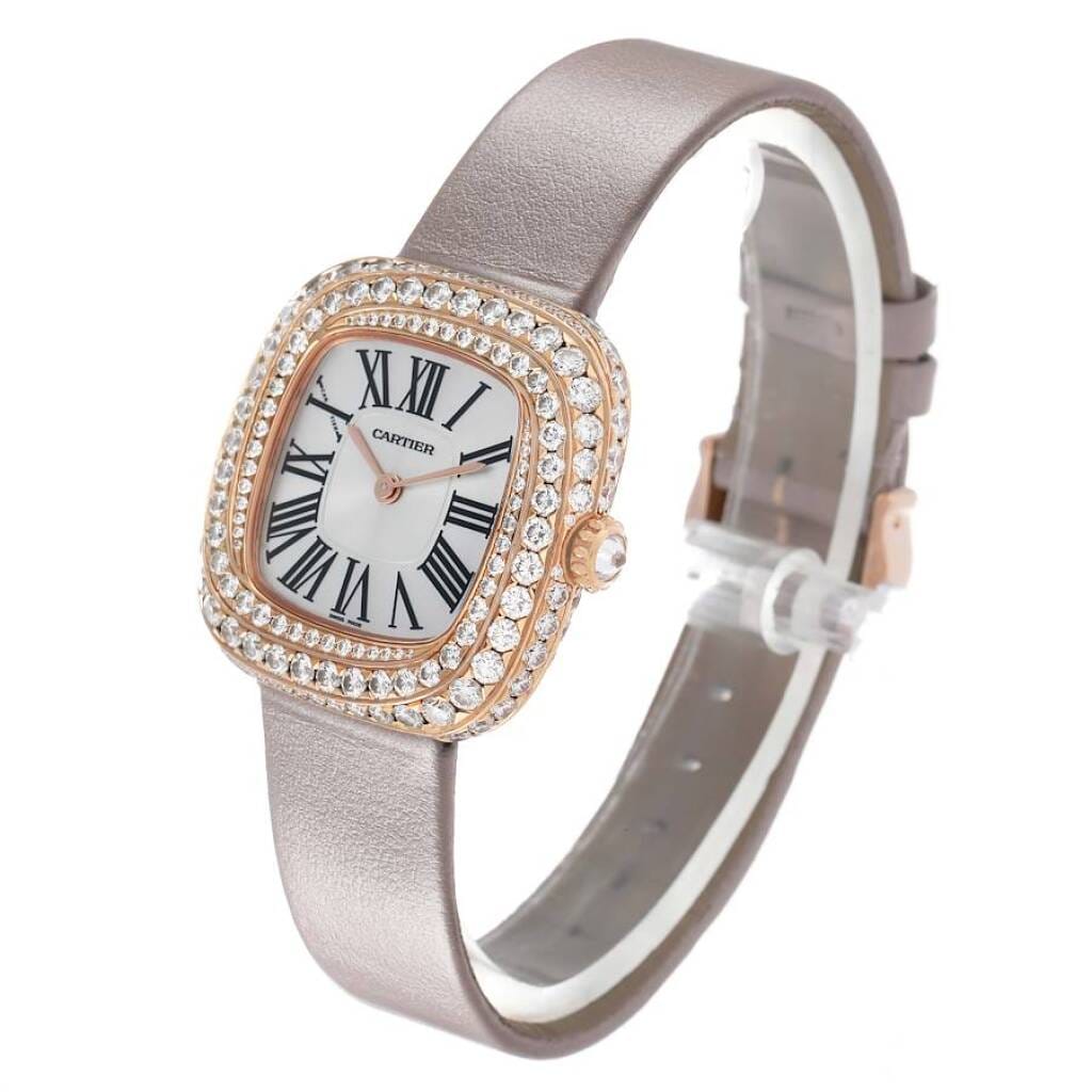 Coussin de Cartier Medium (Reference WJCS0005). A 31mm rose gold diamond-set quartz wristwatch. 2022
