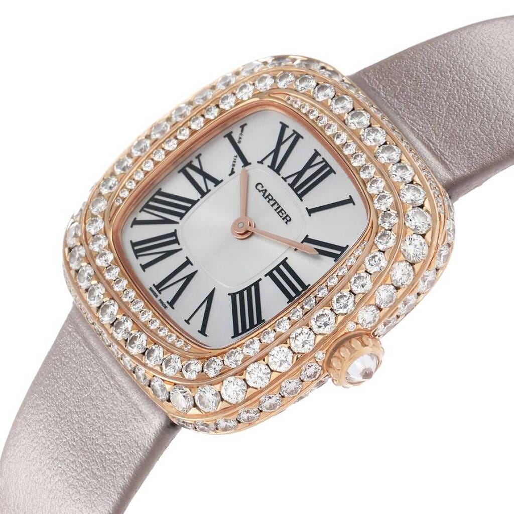 Coussin de Cartier Medium (Reference WJCS0005). A 31mm rose gold diamond-set quartz wristwatch. 2022