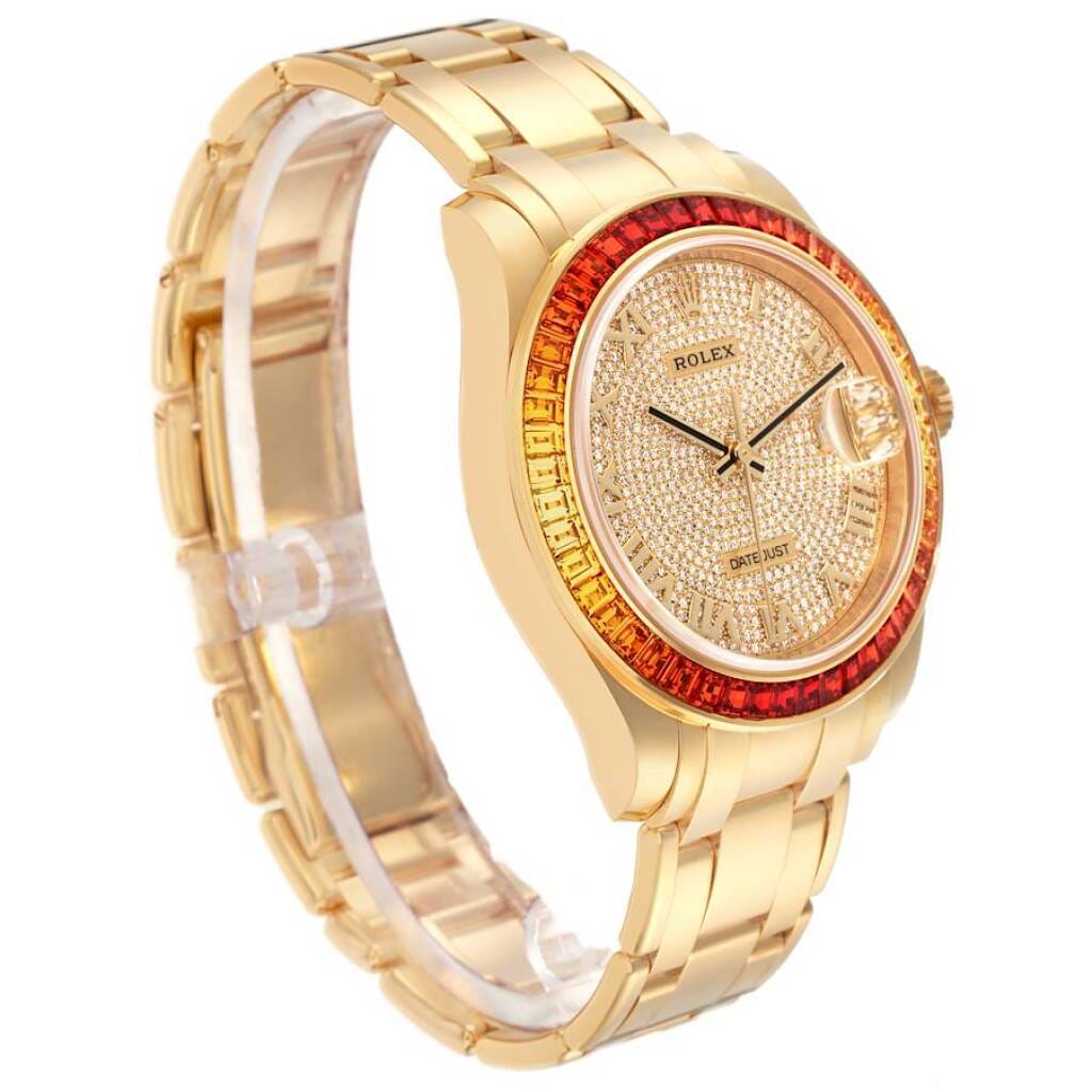 Pearlmaster Datejust (Reference 86348SAJOR). A 39mm yellow gold diamond & gem-set automatic wristwatch with date. 2023