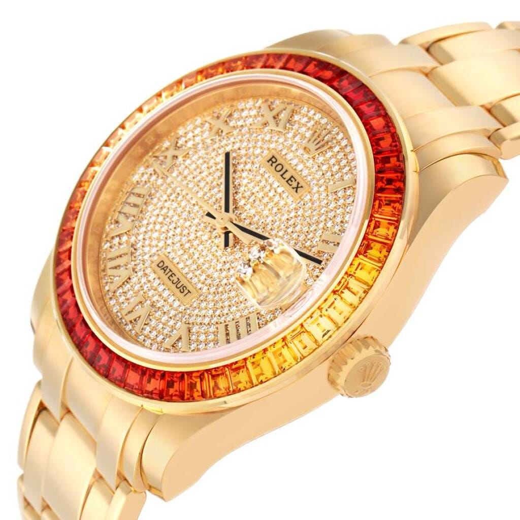 Pearlmaster Datejust (Reference 86348SAJOR). A 39mm yellow gold diamond & gem-set automatic wristwatch with date. 2023