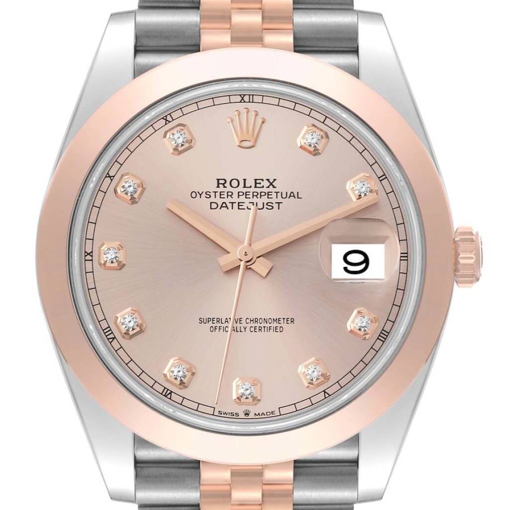 Datejust (Reference 126301). A 41mm rose gold stainless steel diamond-set automatic wristwatch with date. 2022