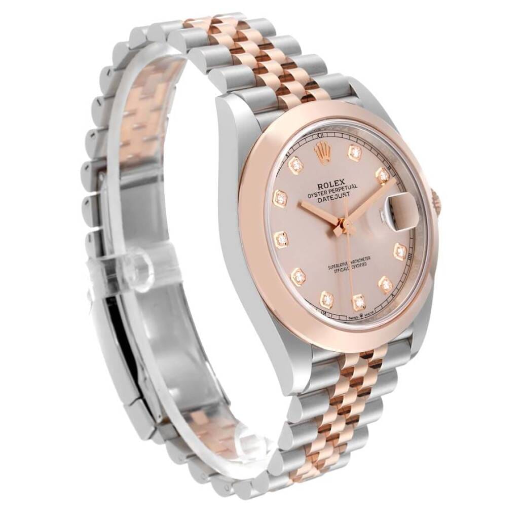 Datejust (Reference 126301). A 41mm rose gold stainless steel diamond-set automatic wristwatch with date. 2022