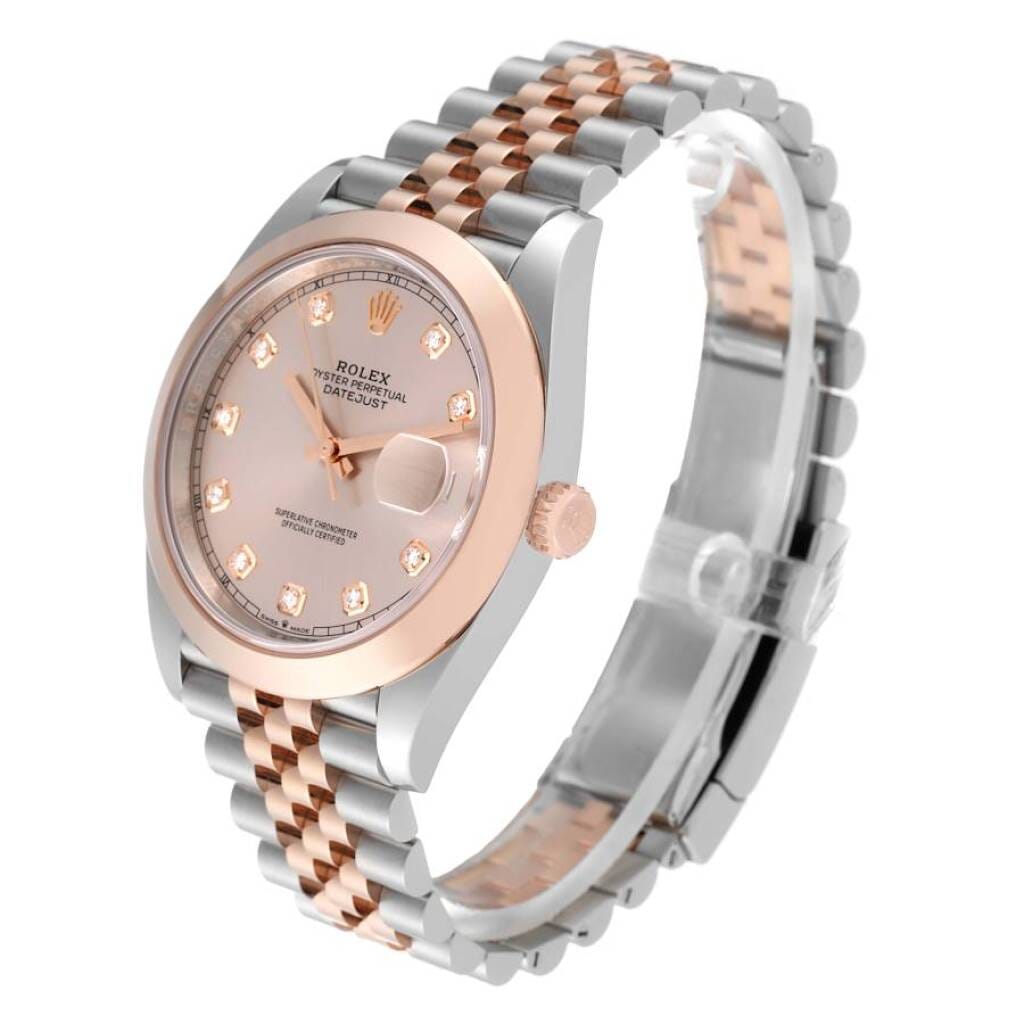 Datejust (Reference 126301). A 41mm rose gold stainless steel diamond-set automatic wristwatch with date. 2022
