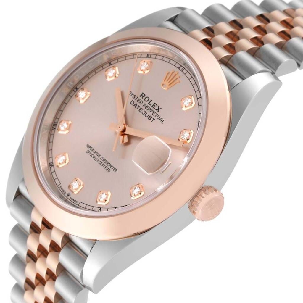Datejust (Reference 126301). A 41mm rose gold stainless steel diamond-set automatic wristwatch with date. 2022