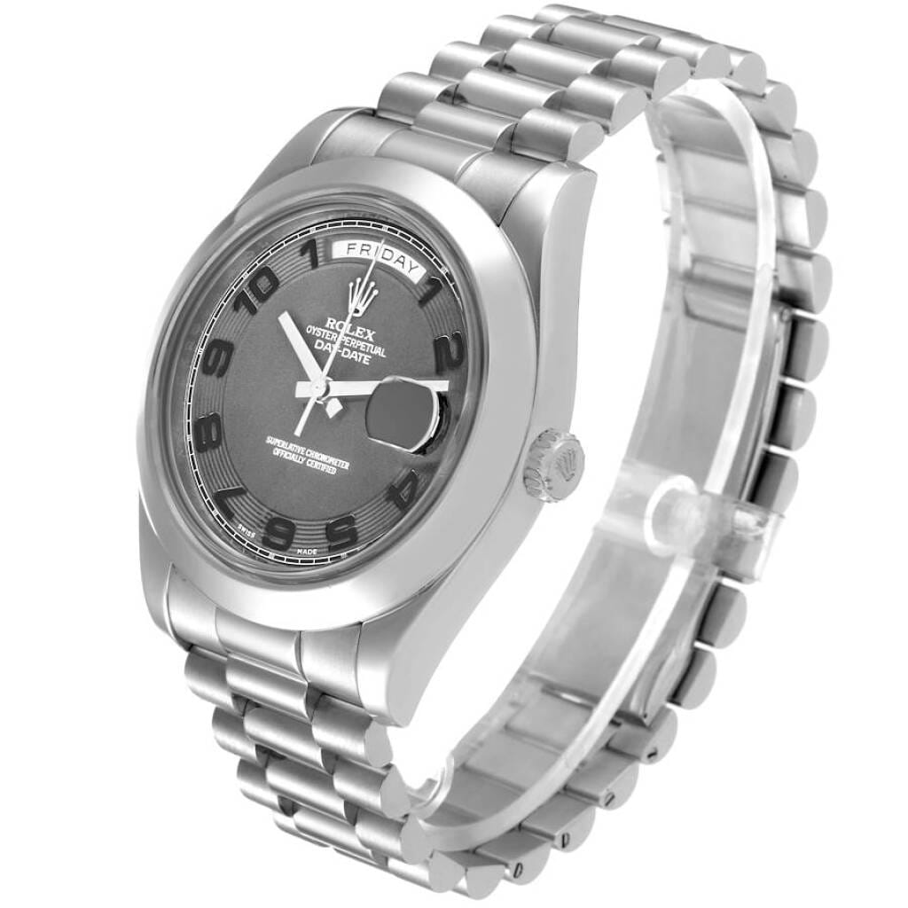 President Day-Date II (Reference 218206). A 41mm platinum automatic wristwatch with date and day. 2014