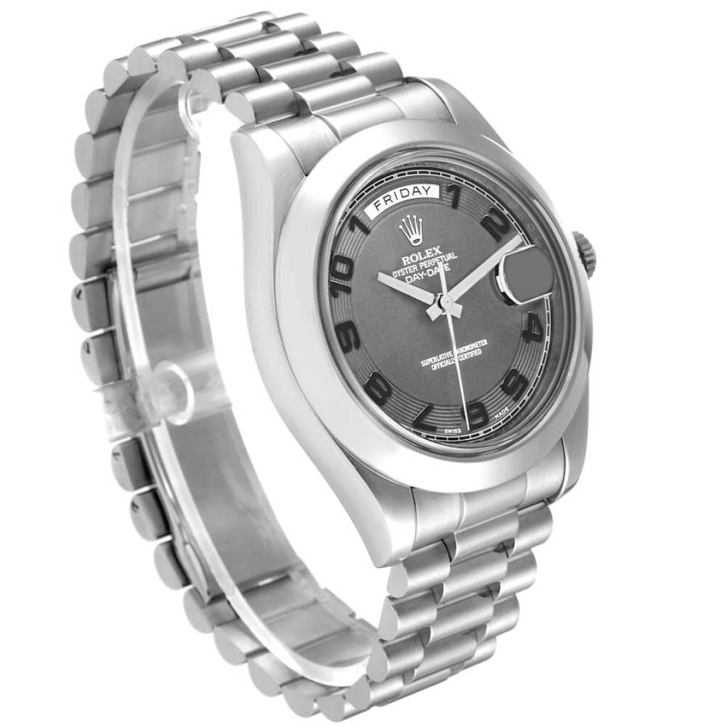 President Day-Date II (Reference 218206). A 41mm platinum automatic wristwatch with date and day. 2014