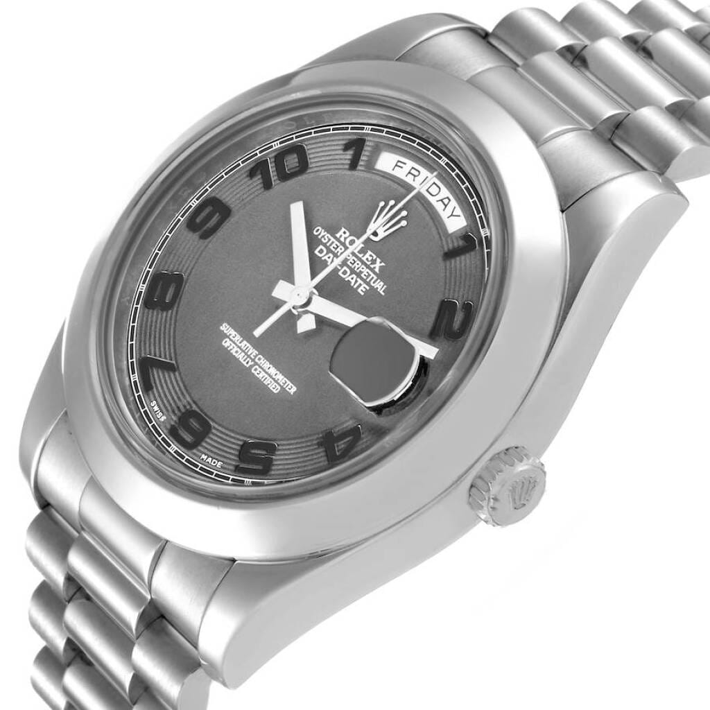 President Day-Date II (Reference 218206). A 41mm platinum automatic wristwatch with date and day. 2014