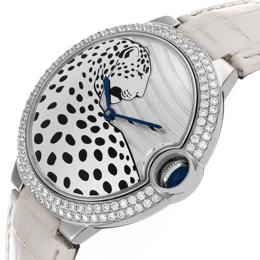 Ballon Bleu Panthere Motif Limited Edition (Reference 3278). A 42mm white gold diamond set automatic wristwatch.