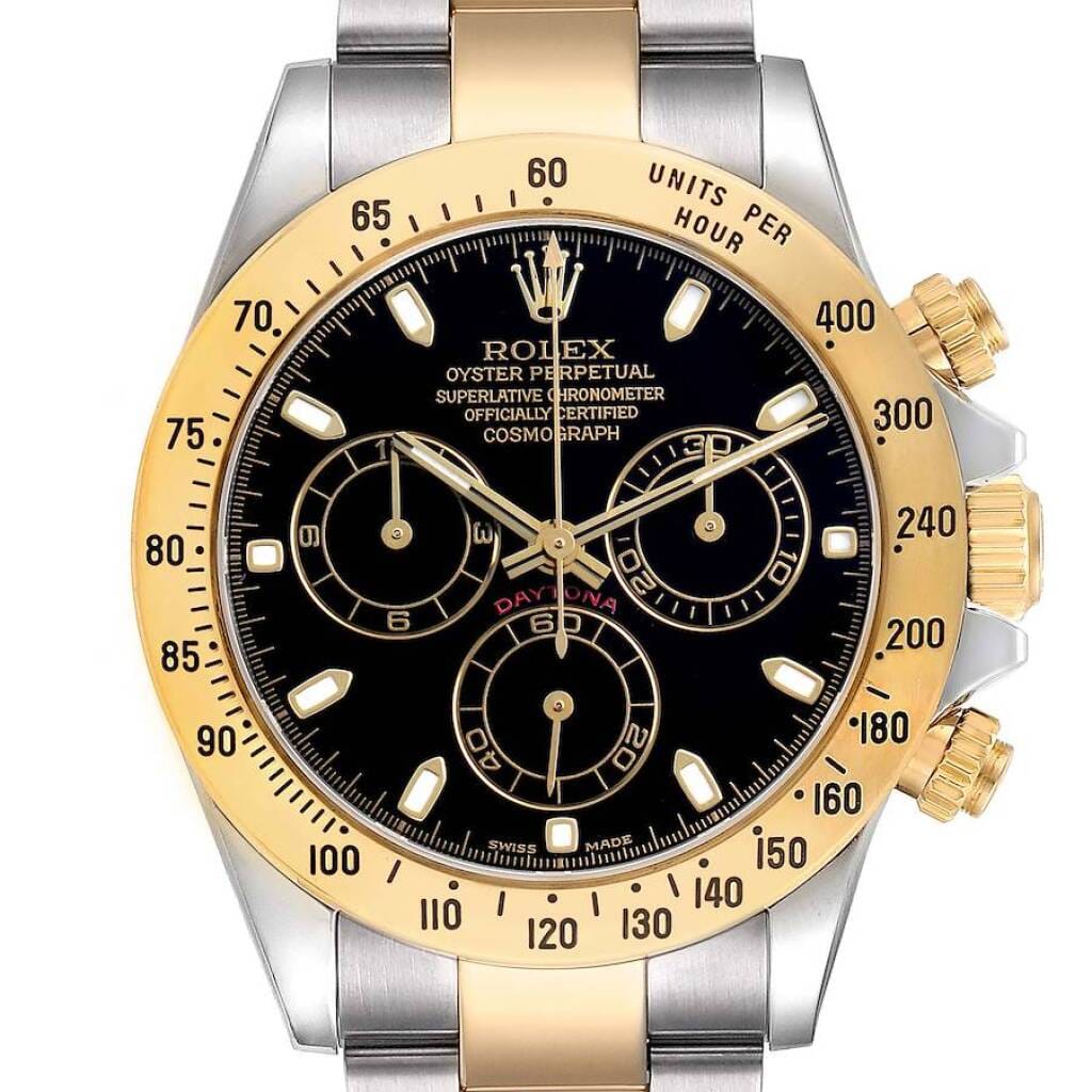 Cosmograph Daytona (Reference 116523). A 40mm yellow gold stainless steel automatic wristwatch with chronograph. 2005-2006