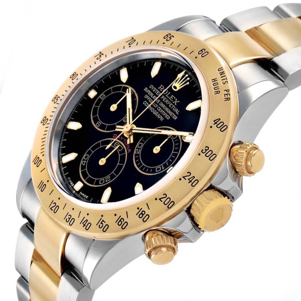 Cosmograph Daytona (Reference 116523). A 40mm yellow gold stainless steel automatic wristwatch with chronograph. 2005-2006